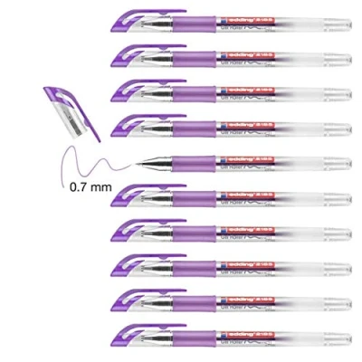 Abbildung von edding 2185 Gelroller Violett 10 Stifte 0.7 mm Gelstifte zum Schreiben, Malen, Mandala, Bulletjournal Gelschreiber, Gelmalstifte