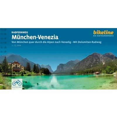 Abbildung von Radfernweg München Venezia: Von quer durch die Alpen nach Vendig Mit Dolomiten Radweg, 1:75.000, 600 km, GPS Tracks Download, LiveUpdate (Bikeline Radtourenbücher)