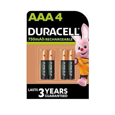 Abbildung von 4 x Duracell AAA wiederaufladbare 750 mAh (1 Blister mit Batterien) Batterien