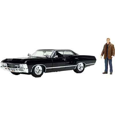 Abbildung von JADA Modellauto Chevrolet Impala Sport Sedan 1967 schwarz Supernatural mit Figur, Maßstab 1:24