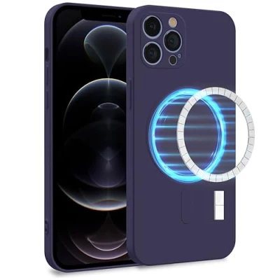 Abbildung von MyGadget Hülle für Apple iPhone 12 Pro [ kompatibel mit MagSafe ] Zweilagige Handyhülle Kameraschutz Cover Innenfutter &amp; Silikon außen Lila