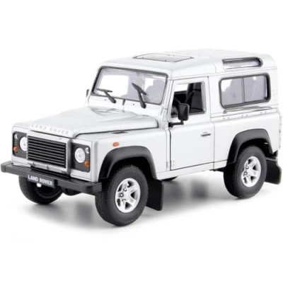 Abbildung von Welly Modellauto Land Rover Defender silber, Maßstab 1:24