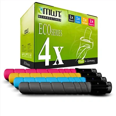 Abbildung von Mehrwegtoner 4X Toner im Set für Konica Minolta Bizhub C454 C454e C554 C554e ersetzt A33K152 A33K252 A33K352 A33K452