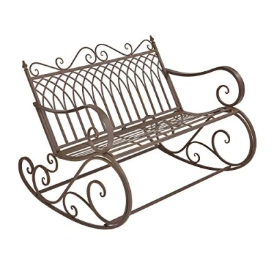 Abbildung von [en.casa] Schaukelbank Greenough 85x113x95cm Gartenschaukel für 2 Personen im Landhausstil Metall Edelrost Braun