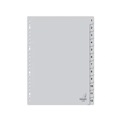 Abbildung von Register Kangaro A4 Ziffer PP 120 micron 23r. 12tlg grau