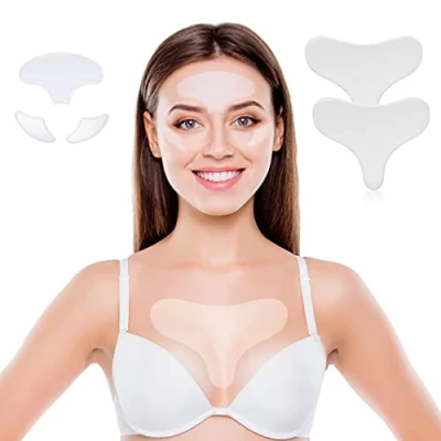 Abbildung von Dekolleté Anti Falten Pads Wiederverwendbar Pflaster gegen Brustfalten aus medizinischem Silikon + Augen und Stirnfalten Pad