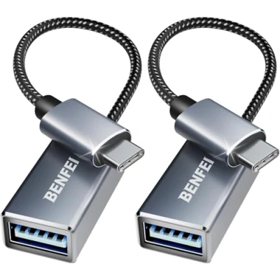 Abbildung von BENFEI USB C auf 3.0 Adapter, 2 Stück Typ zu A Stecker Buchse, Kompatibel mit iPhone 15 Pro/Max MacBook Pro/Air 2023 iPad Pro iMac S23 XPS 17 usw, Schwarz