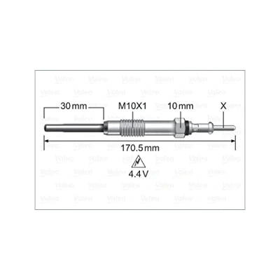 Abbildung von VALEO 345247 Glühkerze 4,4V M10X1 OPEL: INSIGNIA A Sports Tourer, ZAFIRA C Schrägheck, VAUXHALL: Mk1 Estate, Mk3