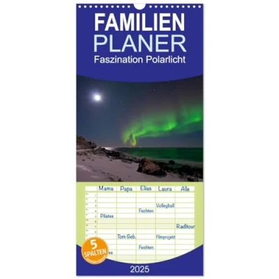 Abbildung von Familienplaner 2025 Faszination Polarlicht mit 5 Spalten (Wandkalender, 21 cm x 45 cm), CALVENDO