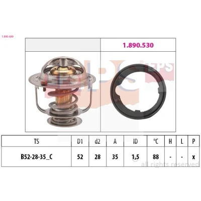 Abbildung von EPS 1.880.489 Kühlwasserthermostat 88 52 Made in Italy OE Equivalent HONDA: CIVIC 8 Hatchback, Jazz 2 Schrägheck, 9
