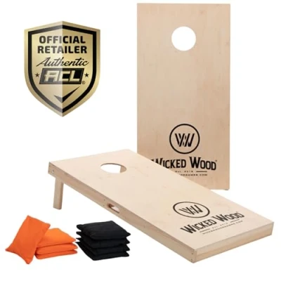 Abbildung von Cornhole Set 120 x 60 cm Wicked Wood offiziell ACL lizensiertes of Boards Enthält 2 4 Taschen Für Outdoor (Wicked Rec 120x60 Set)