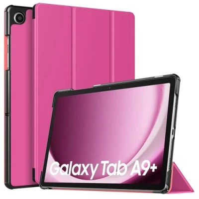 Abbildung von TiMOVO Hülle für Samsung Galaxy Tab A9+/A9 Plus 11 Zoll 2023 SM X210/X216/X218, Schlank Leicht Schutzhülle mit Ständer &amp; Harter Rückseite All New A9+ Tablet, Begonie Rot