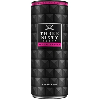 Abbildung von THREE SIXTY VODKA &amp; Dark Berry I Premix Vorgemixter Longdrink in der Dose &quot;to go&quot; Fruchtiger Geschmack 330ml 10% vol