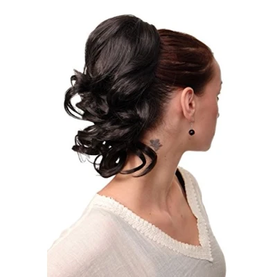 Abbildung von WIG ME UP JL 3023 3 Haarteil/Zopf gewellt halblang (35 cm) 1 Steckkamm + Gummizug Dunkelbraun Braun