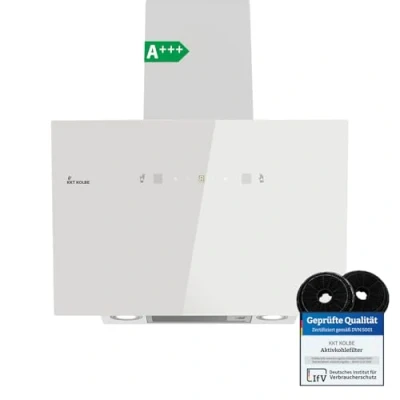 Abbildung von KKT KOLBE Dunstabzugshaube 60cm Umluft Abluft 782cbm/h Wandhauben Kopffrei Weiß Glas Gestensteuerung SensorTouch Bedienung LED Beleuchtung TRIO6025W