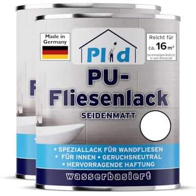Abbildung von Premium Fliesenlack Fliesen Lack Fliesenfarbe steichen Weiß Seidenglänzend