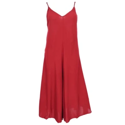 Abbildung von GURU SHOP Jumpsuit, Knöchellanger Sommer Overall, Hosenkleid, Damen, Weinrot, Synthetisch, Size:40