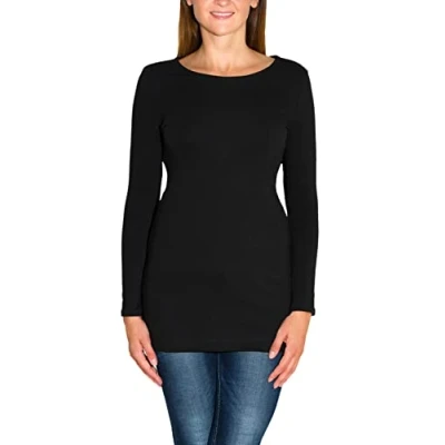 Abbildung von Alkato Langarmshirt Damen Langarm Longshirt Tunika Basic Shirt