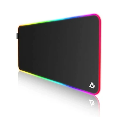 Abbildung von EASEMO Gaming Mauspad, RGB Mousepad, XXL groß (900 x 400 4 mm) mit 7 LED Farben, 11 Beleuchtungsmodi, und wasserdichter Stoffoberfläche, rutschfeste Gummiunterseite für PC, Laptop, Tastatur