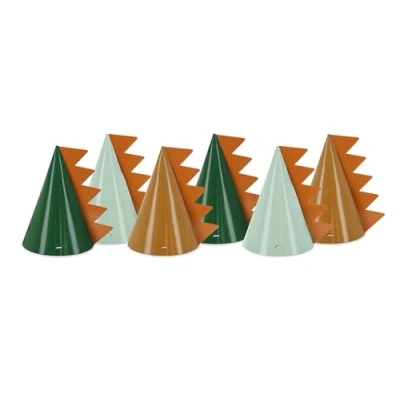 Abbildung von partydeco Papierdekoration, Partyhüte 16cm Geburtstagshut Dinosaurier Muster 6er Set Grün / Braun