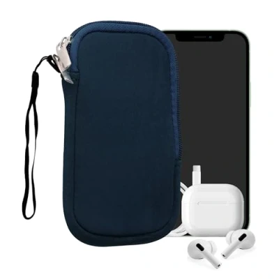 Abbildung von kwmobile Handytasche für Smartphones M 5,5&quot; Neopren Handy Hülle Marineblau Tasche 15,2 x 8,3 cm Innenmaße