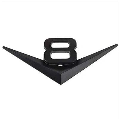 Abbildung von 1 Stücke 3D Metall v8 Motor Display Auto Aufkleber Emblem Abzeichen (Schwarz)