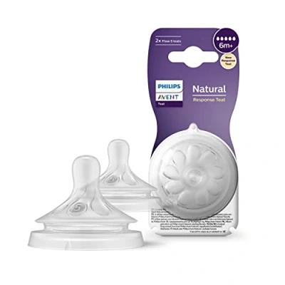Abbildung von Philips Avent Responsive Stillschnuller Natural 6m+, 2 Stück (Modell SCY965/02),Abfluss 5 6m+