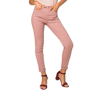 Abbildung von Nina Carter P109 Damen Skinny Fit Jeans High Waist Slim Hose Figurbetonte Stretch Jeanshose (Rosa (P109 16), XXL)