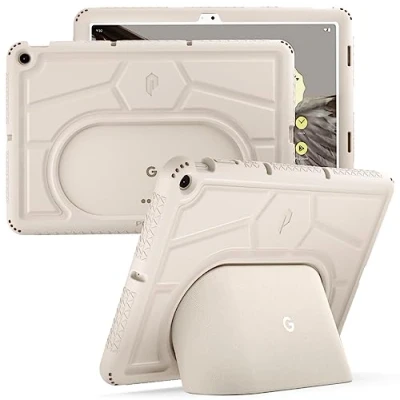 Abbildung von Poetic TurtleSkin Serie für Google Pixel Tablet Hülle 11 Zoll (2023), strapazierfähige, stoßfeste und kinderfreundliche Silikon Schutzhülle mit Fallschutz, Porzellan