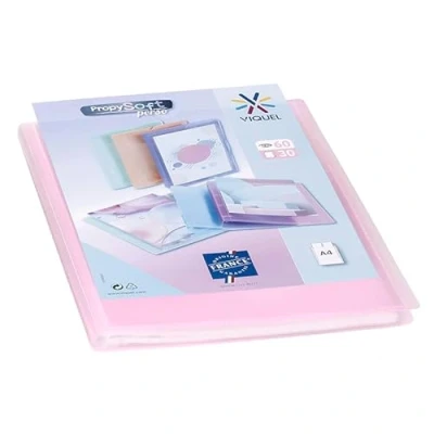 Abbildung von Viquel Dokumentenhülle personalisierbar Einband im A4 Format Sichtbuch für 60 Bilder (30 Hüllen) Propysoft transparente und glatte Hüllen Rosa durchscheinend