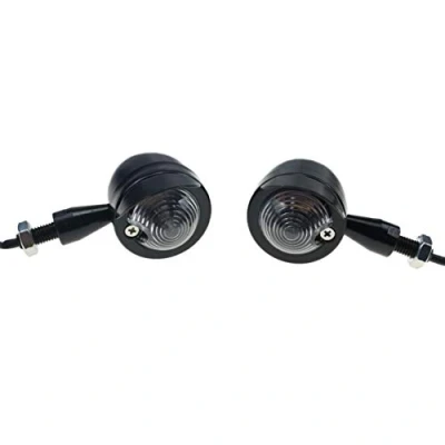 Abbildung von Motorrad Bullet Blinker Licht mit Visier für Kreuzer Chopper Bobber Vintage Retro Cafe Racer Rat Fahrrad (Schwarz/Klar)