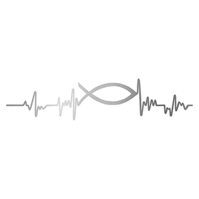 Abbildung von Aufkleber Herzschlag Tiere Breite 27cm Lifeline Heartbeat Deko Sticker Selbstklebend für Auto Kühlschrank Laptop Autoaufkleber K150 (Silber, 09 Fisch)