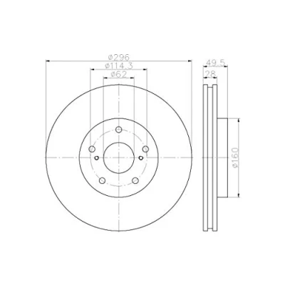 Abbildung von TEXTAR PRO 92174303 Bremsscheibe 296 28 05/07 114,3 innenbelüftet beschichtet ohne Radbefestigungsbolzen, Radnabe LEXUS: IS 3, 2