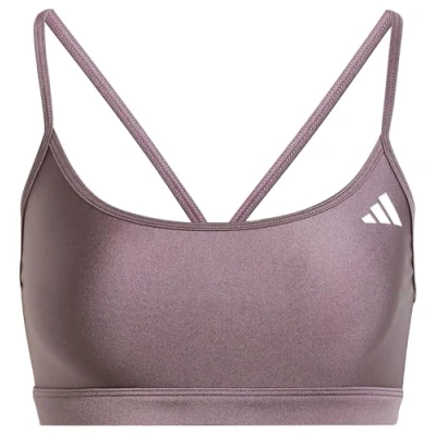 Abbildung von adidas Aeroreact Training Light Support Shiny Bra, Damen Leicht unterstützender Trainings BH, Shadow fig,