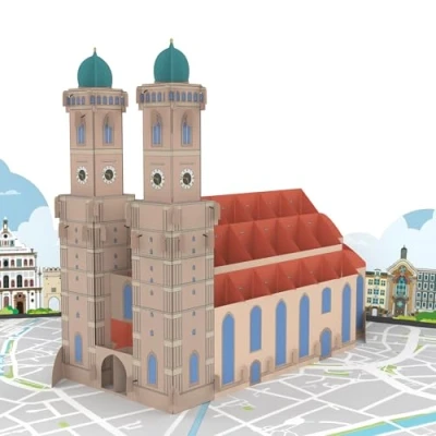 Abbildung von MOKIO® Pop Up Karte Münchner Frauenkirche 3D Geburtstagskarte für einen Bayern Urlaub, München Grußkarte zum Geburtstag