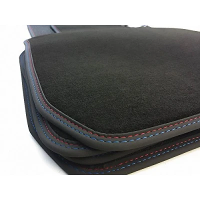 Abbildung von Fußmatten 5er E60 E61 M5 Velours Automatten Premium Original Qualität Auto Teppich 4 teilig Schwarz Doppelnaht