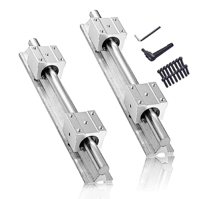 Abbildung von CNCMANS Linearführung Linearschiene 2Stück SBR20 400mm Edelstahl Führungsschiene mit 4Stück SBR20UU Linearlager Lagerblock, CNC Teile für 3D Drucker Schrittmotor (linearführung 400mm)