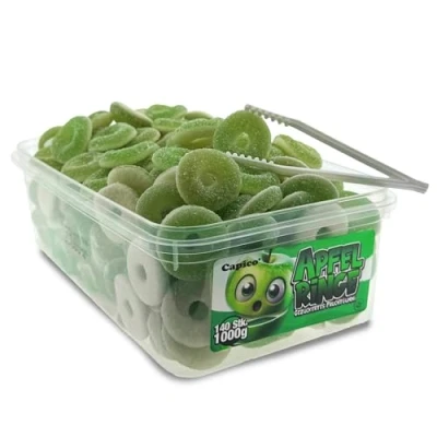 Abbildung von Capico Apfelringe gezuckertes Fruchtgummi (1000g) in Dose, Halal…