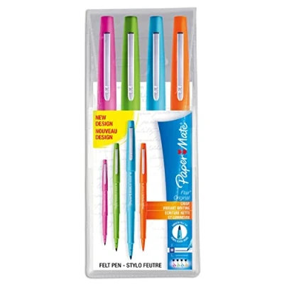Abbildung von PAPER MATE Flair Filzstifte mittlere Spitze (0,7 mm) sortierte FUN Farben Tasche mit 4 Stiften