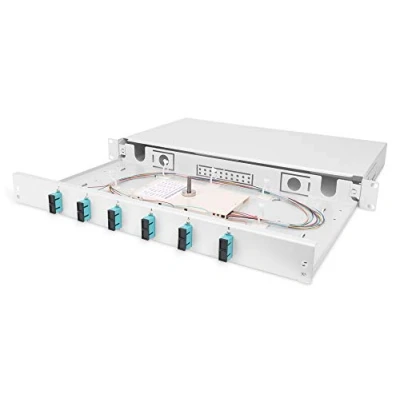 Abbildung von DIGITUS LWL Spleißbox 6 Kupplungen SC OM3 1HE 19 Zoll Multi Mode Simplex Mit Spleiß Kassette Rack Einbau