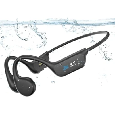 Abbildung von Guudsoud Knochenschall Kopfhörer,Kopfhörer Schwimmen, Bluetooth IP68 wasserdichte Kopfhörer Schwimmen mit 32GB Speicher MP3 Player, Open Ear Sport Kabellos für Laufen