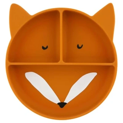 Abbildung von Trixie Baby Silikonteller mit Saugnapf und Fächern für Babys Kinder (Mr. Fox (Fuchs)), 96 4XX