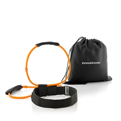 Abbildung von InnovaGoods Fitness Gürtel mit Widerstandsbändern, 40 lb Stärke, Vielseitig für Po, Bauch &amp; Beine, Inkl. Übungsanleitung, Schwarz/Orange, Naturkautschuk Nylon