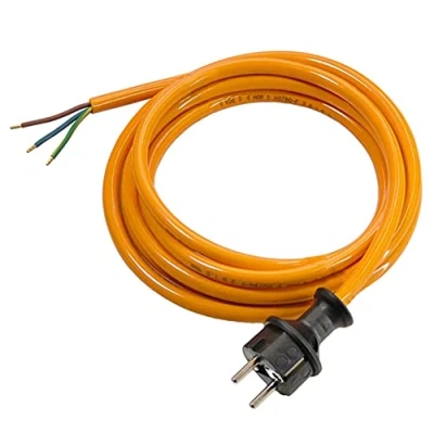 Abbildung von as Schwabe PUR Baustellen Anschlussleitung 5 m Robuste Leitung 230 V, 16 A mit Polyurethan Außenmantel H07BQ F 3G1,5 Schutzkontaktstecker, Ende 30 mm abgemantelt, Orange IP44 70908