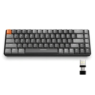 Abbildung von YINDIAO K68 60% Kabellose Mechanische Gaming Tastatur,Bluetooth 5.0/2,4 GHz,Kompakte 68 Tasten Mini Tastatur mit Dual Modus Empfänger,Hot Swap fähig,Stromsparend,Roter Schalter,für PC (Dunkelgrau)