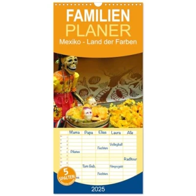 Abbildung von Familienplaner 2025 Mexiko Land der Farben mit 5 Spalten (Wandkalender, 21 cm x 45 cm), CALVENDO