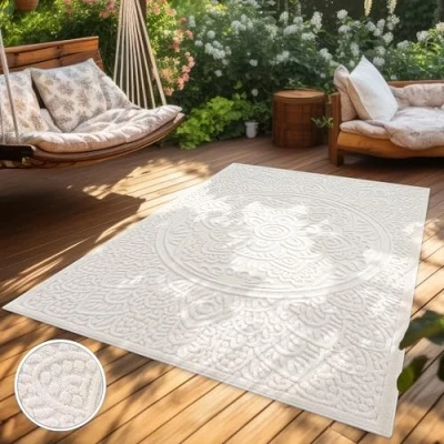 Abbildung von Teppich Cotton 232, Paco Home, rechteckig, Höhe: 10 mm, Uni Farben, Hoch Tief Effekt, boho, In und Outdoor geeignet