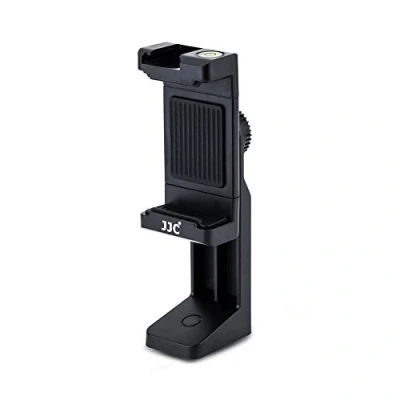 Abbildung von JJC Universal 360 Grad drehbar Stativ Halterung mit Verstellbarer Halteklaue, Cold Shoe Mount und Wasserwaage für Smartphones