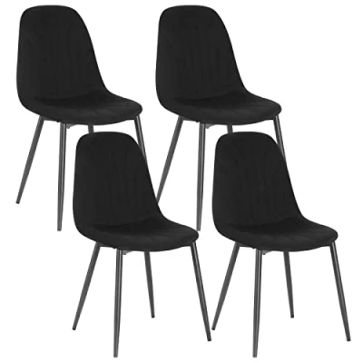 Abbildung von Lestarain 4er Set Esszimmerstühle, ergonomischer Küchenstuhl, Polsterstuhl mit Samtbezug, Wohnzimmerstuhl Metallbeinen, Design Stuhl für Schlafzimmer Wohnzimmer, Schwarz, LCNI114002 4