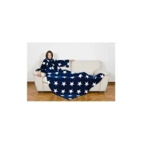 Abbildung von Kanguru Fleecedecke mit Ärmeln Bedruckte, Polyester, Blue and White Stars, 140x210 cm